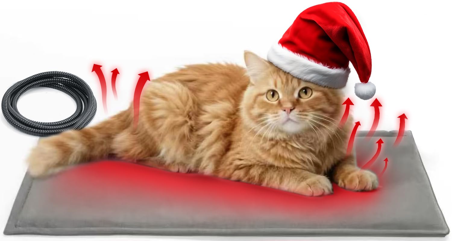 Ortri cama calefactante para gatos con funda lavable y descanso cálido.