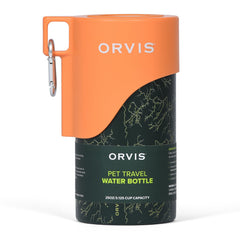 Orvis botella portátil para perros con mosquetón, ideal para viajes sin manos.