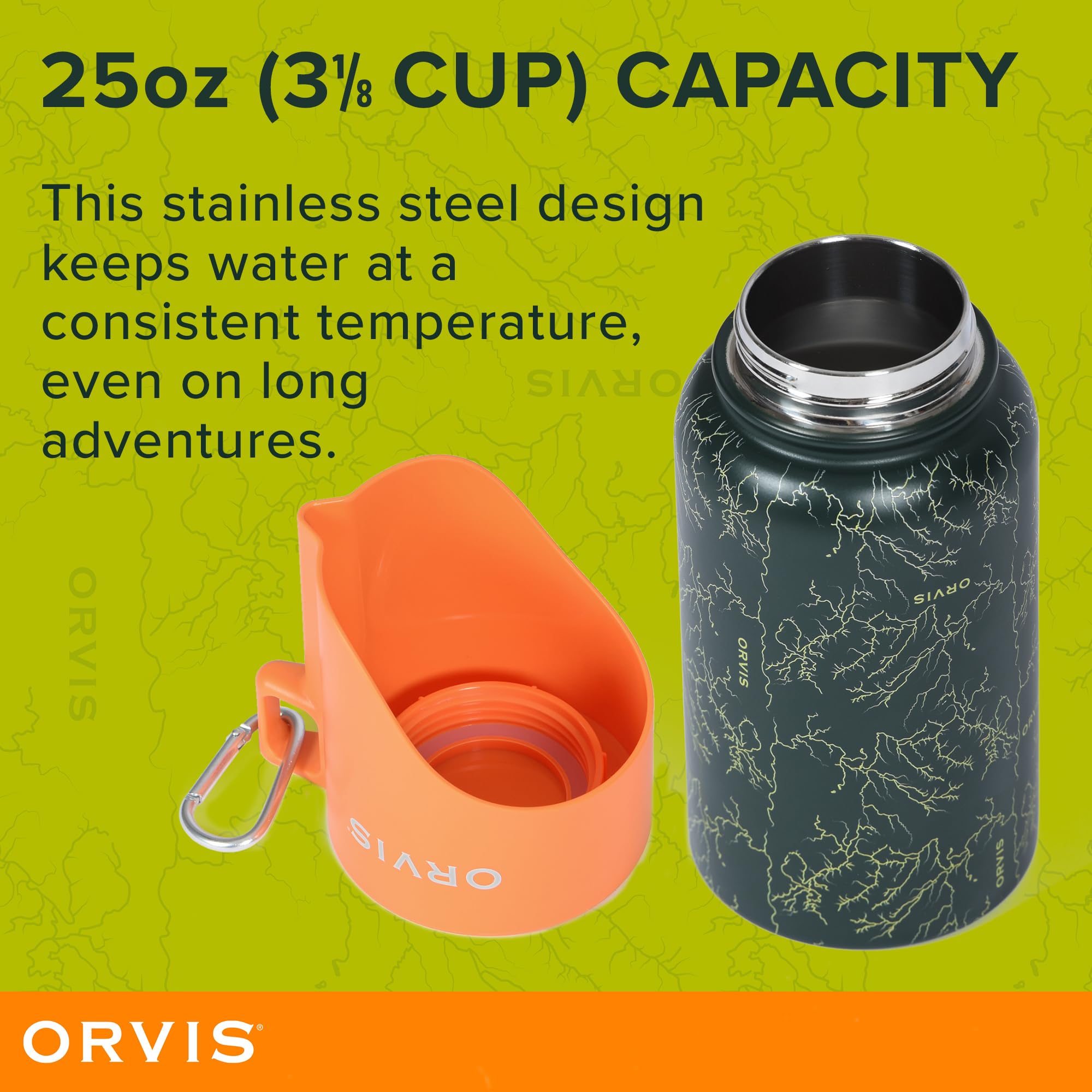 Orvis capacidad de 25oz para viajes largos con mascotas.