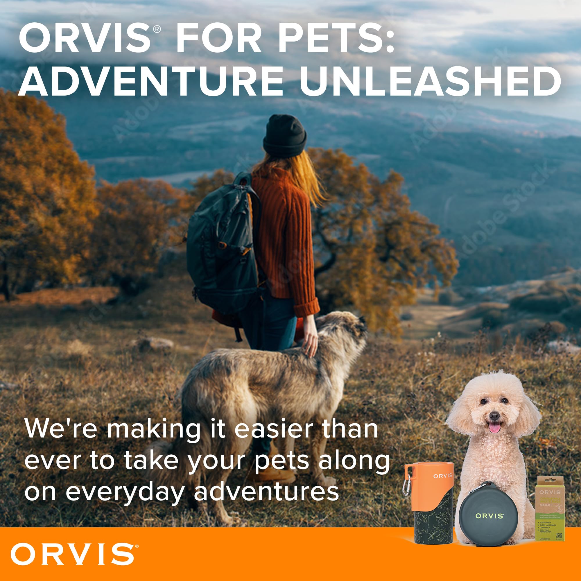 Orvis diseño de tapa naranja de alta visibilidad para localizarla fácilmente.