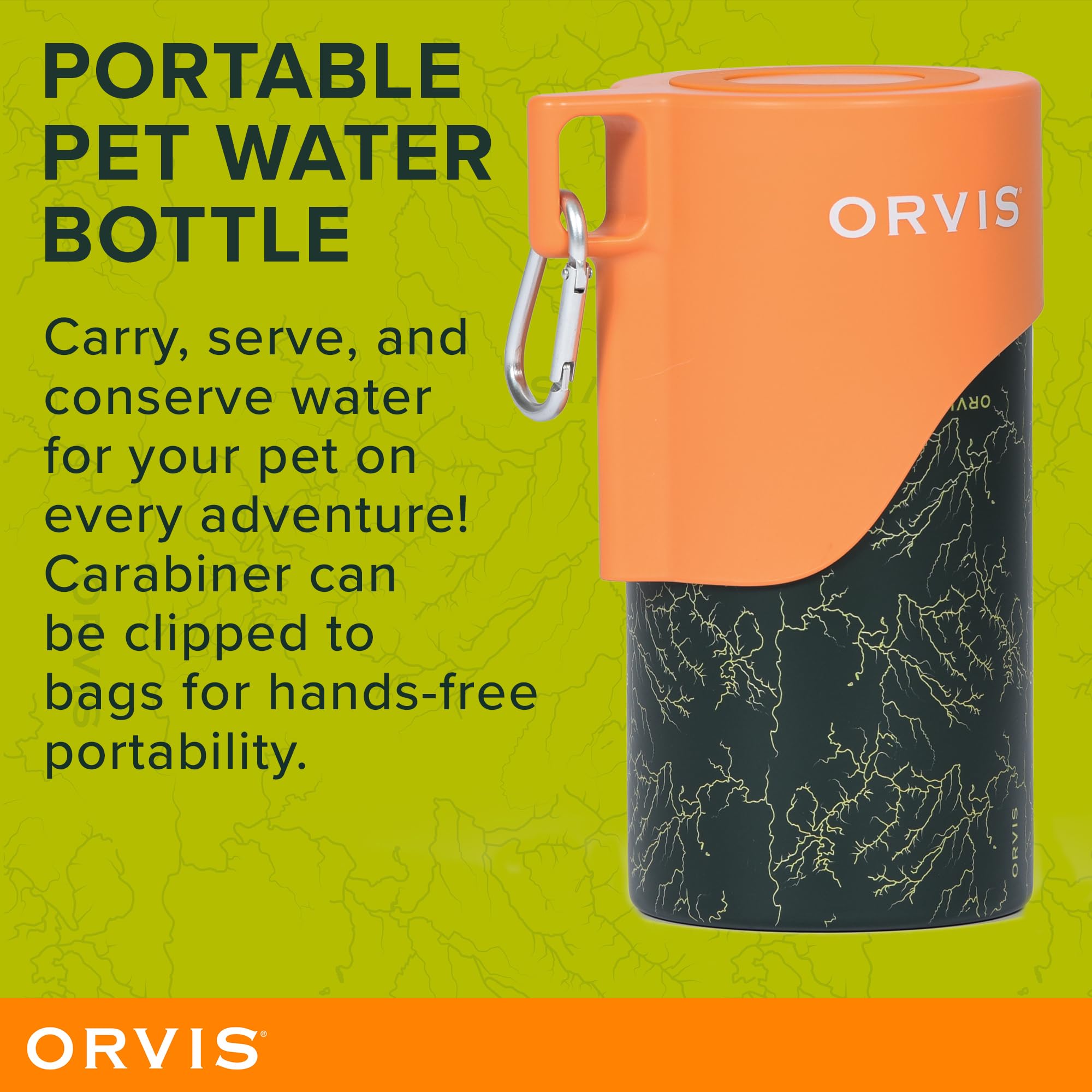 Orvis tapa cuenco ancho para perros, ideal en caminatas.