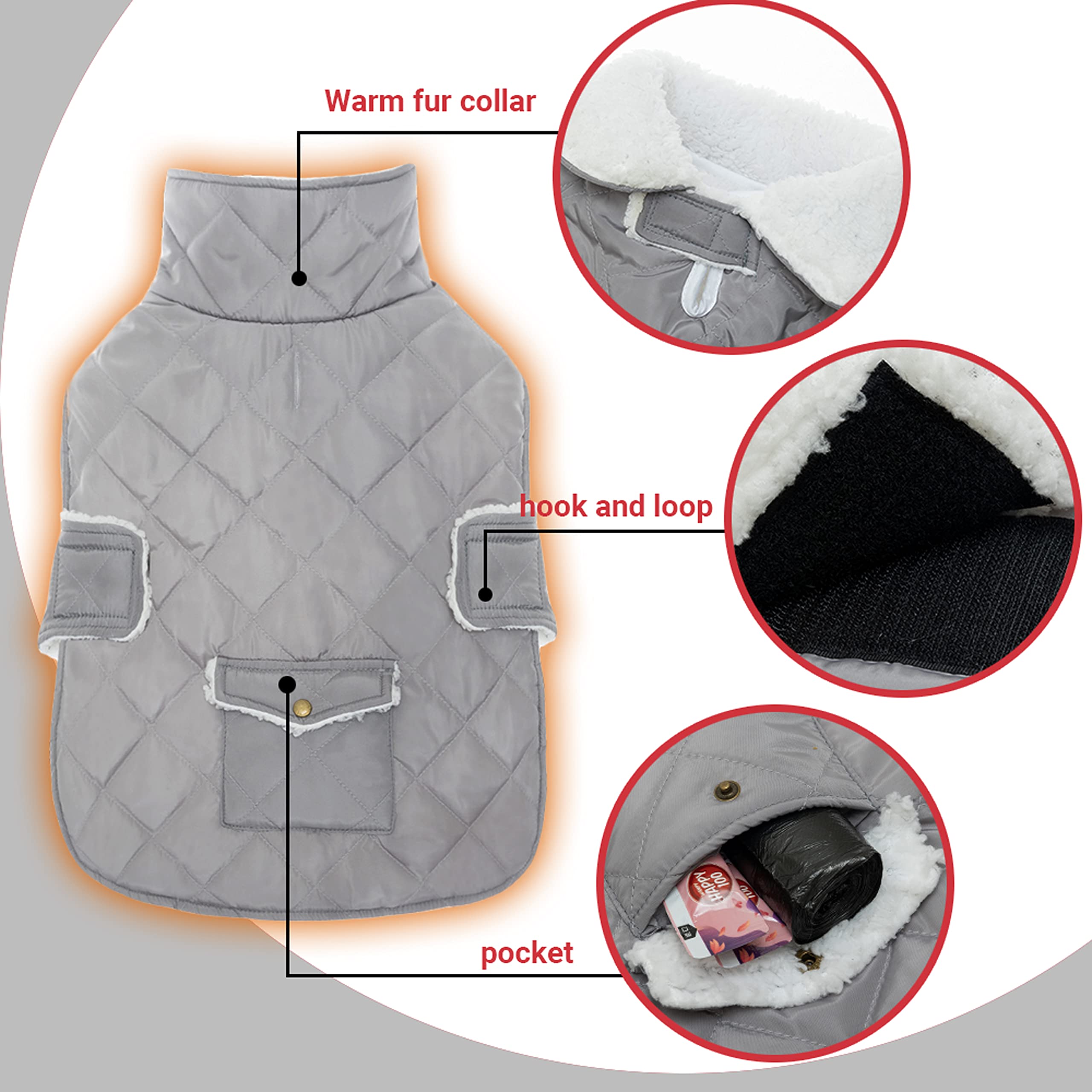 ORZECHKO detalle bolsillo trasero para bolsas y snacks.