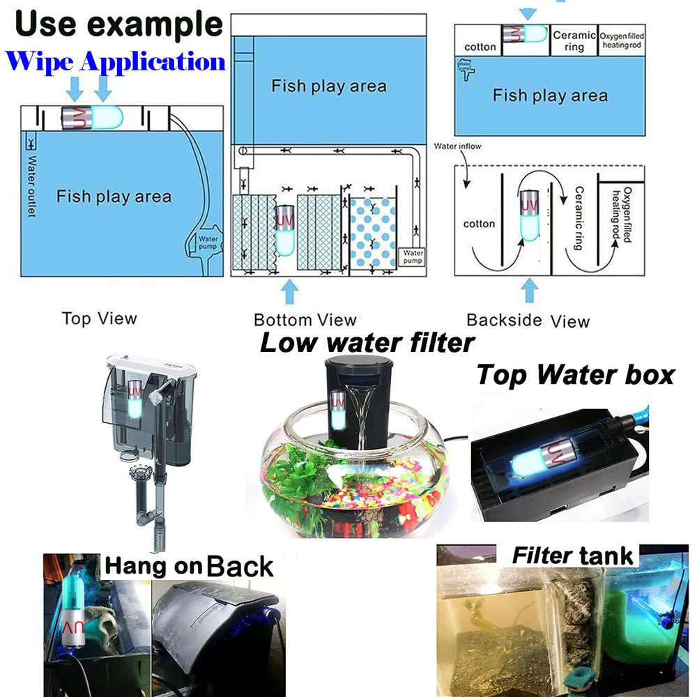 OsAtNb lámpara UV sumergible para acuario, ideal para mantenimiento del agua.