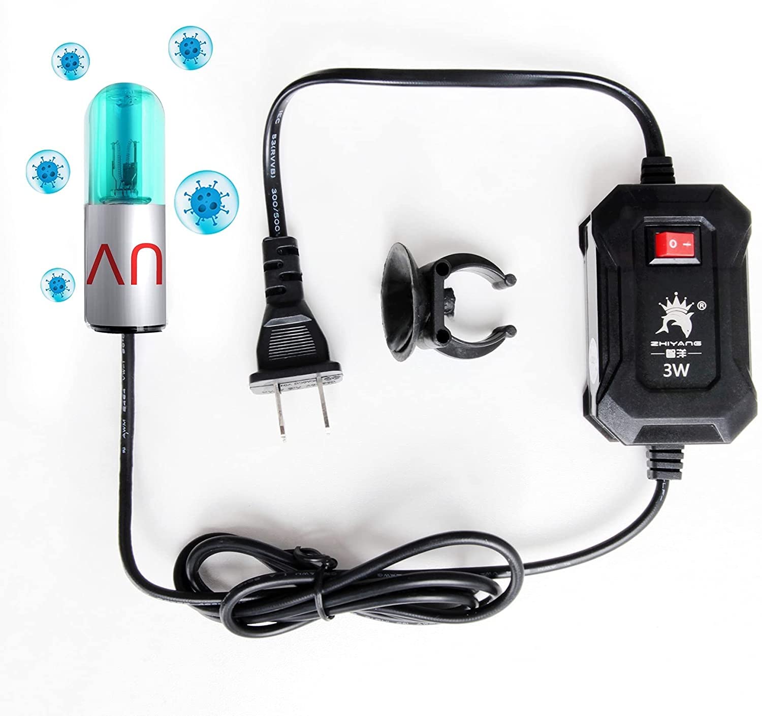 OsAtNb luz UV 3W para sump, instalación sencilla sin perturbar peces.