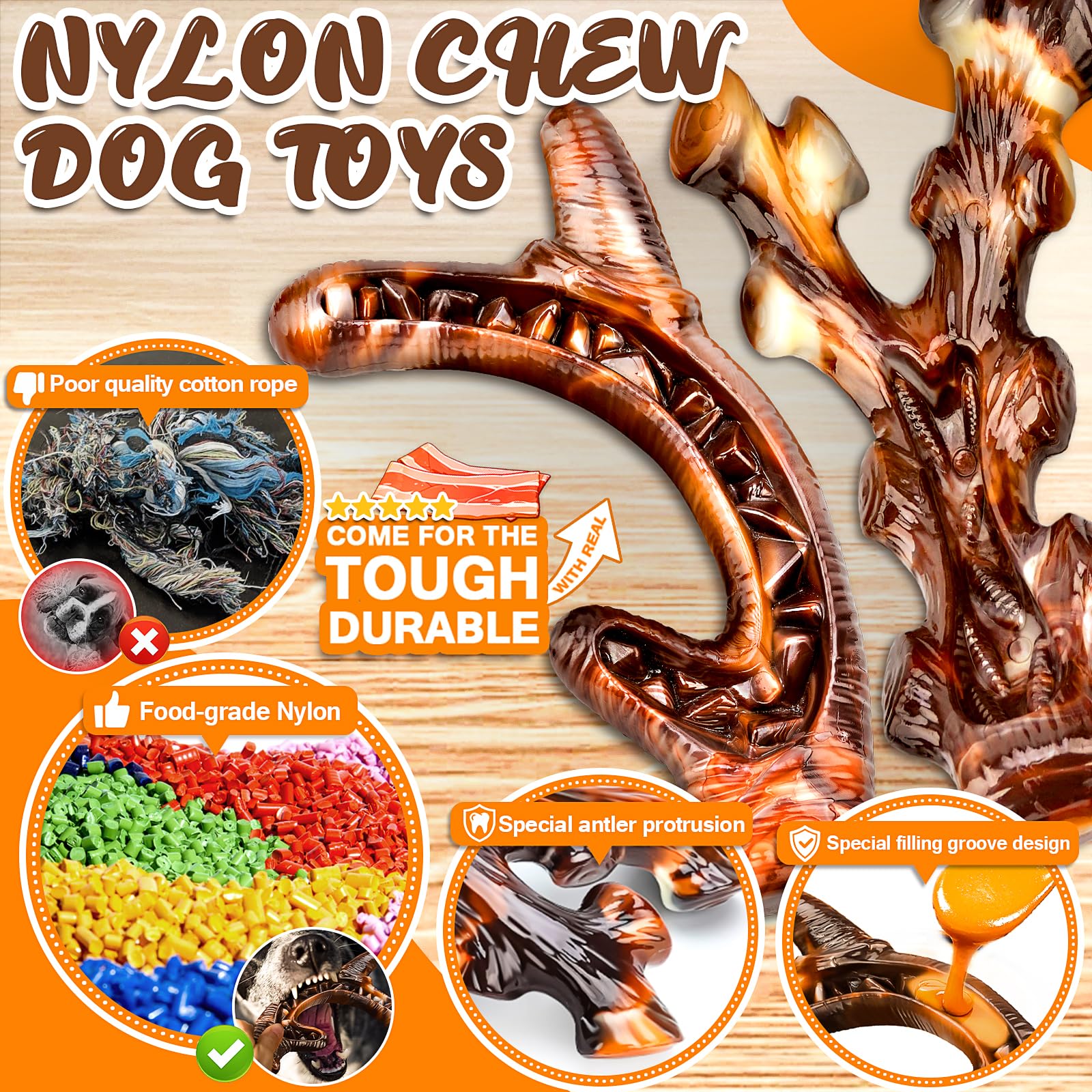 OSORD hueso nylon duro para masticación intensa y juego duradero.