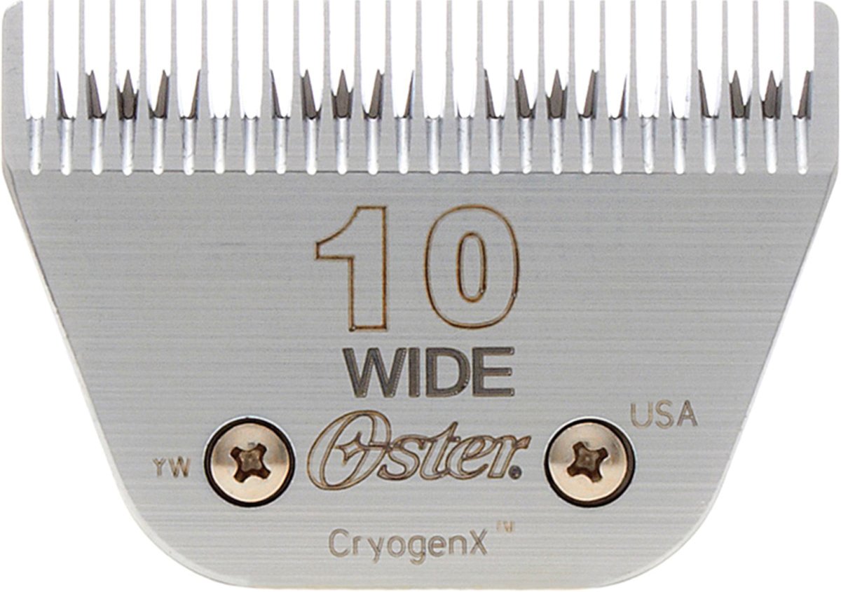 Hoja Oster Cryogen-X 10W para mascotas, corte duradero para pelaje.