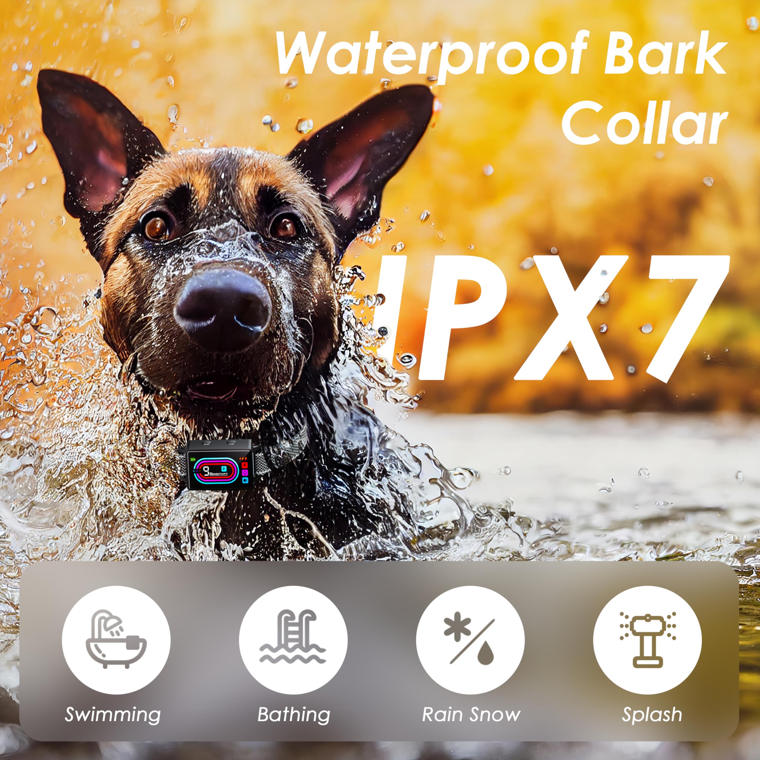 OTK collar IPX7, resistente al agua para paseos bajo lluvia