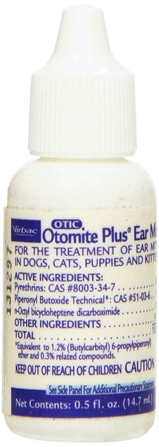 OTOMITE PLUS botella de tratamiento para ácaros del oído, 0.5 oz, uso suave