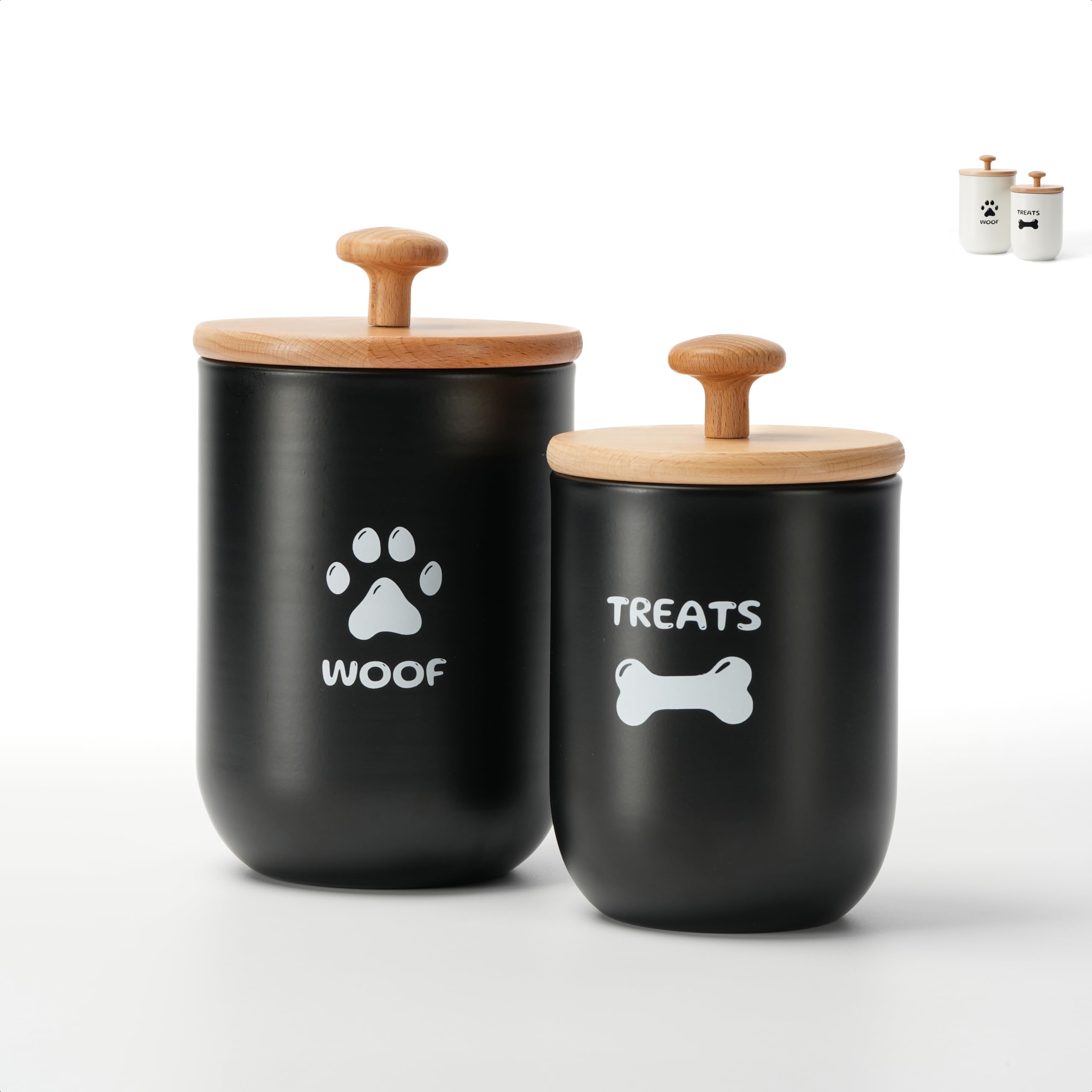 OTTENON Contenedor de golosinas para perros con dos tapas aireadas, mantiene golosinas frescas.