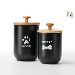 OTTENON Contenedor de golosinas para perros con dos tapas aireadas, mantiene golosinas frescas.