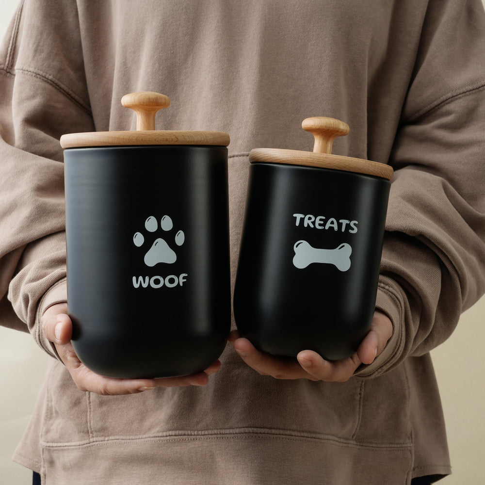 OTTENON Contenedor grande para perros, 8 tazas, tapa de madera, aspecto elegante.