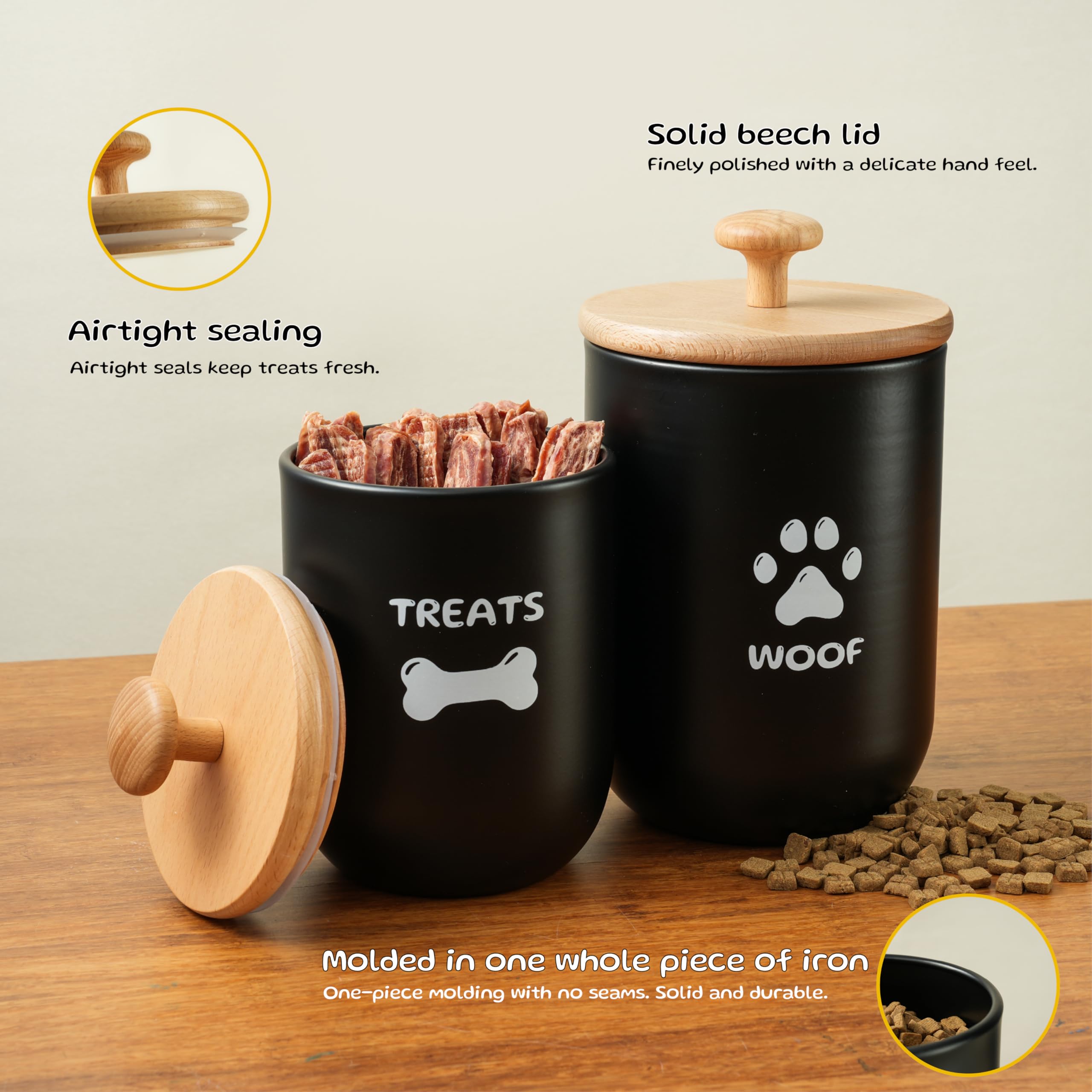 OTTENON Contenedor pequeño para perros, 5 tazas, tapa de madera, compacto.