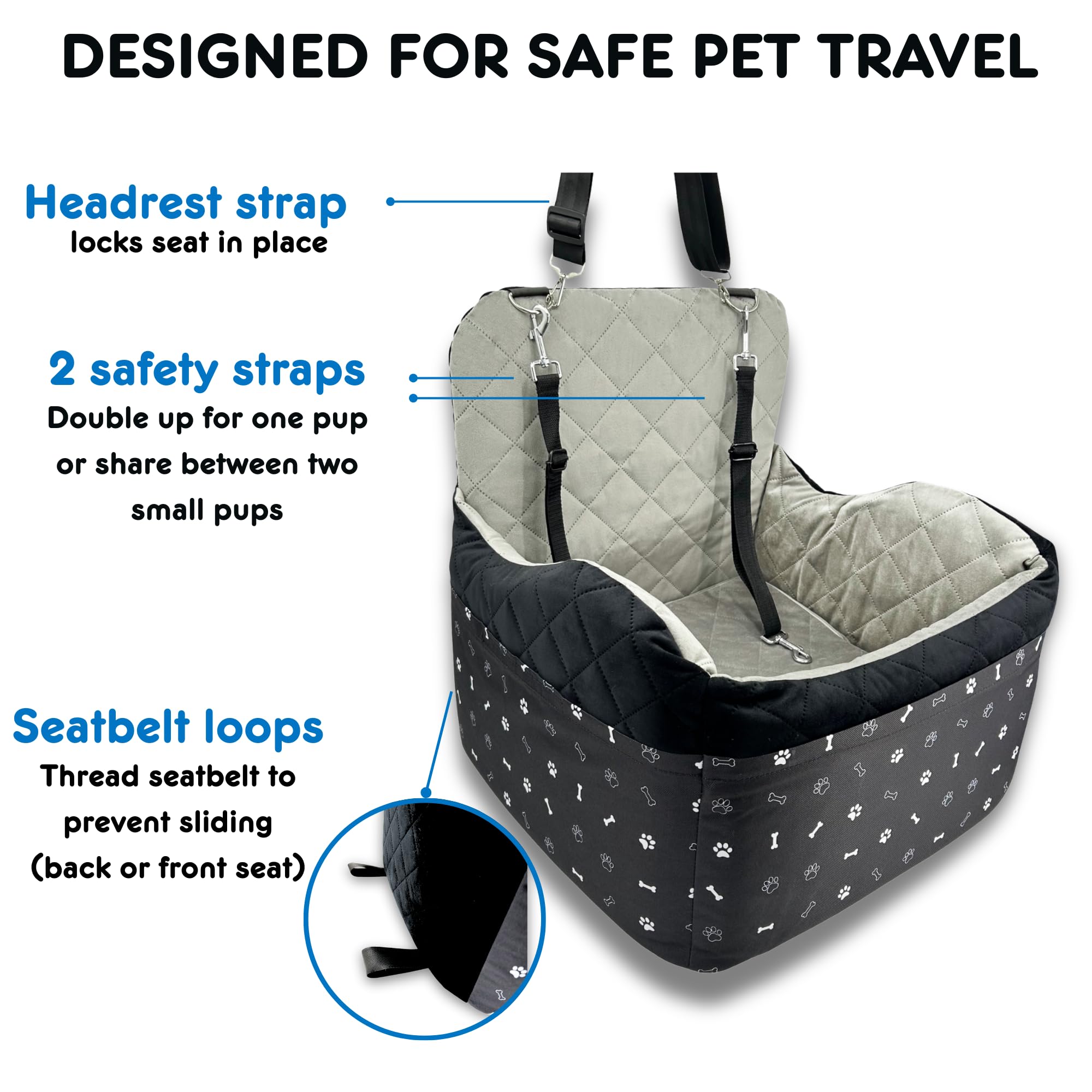 Tres bolsillos de OtterPets con cremallera para organizar accesorios.
