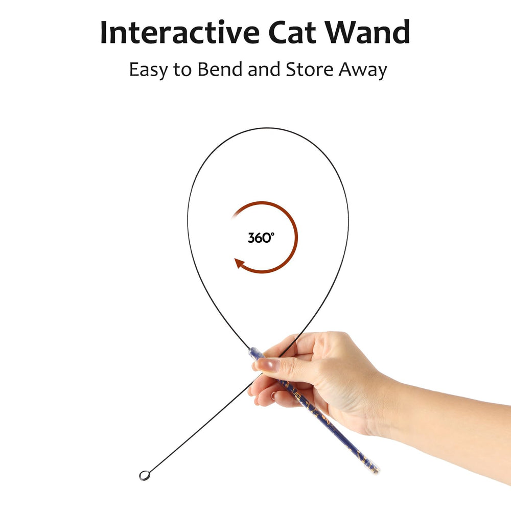 ottmat Varita-juguete para gato con accesorios intercambiables para variar juegos.
