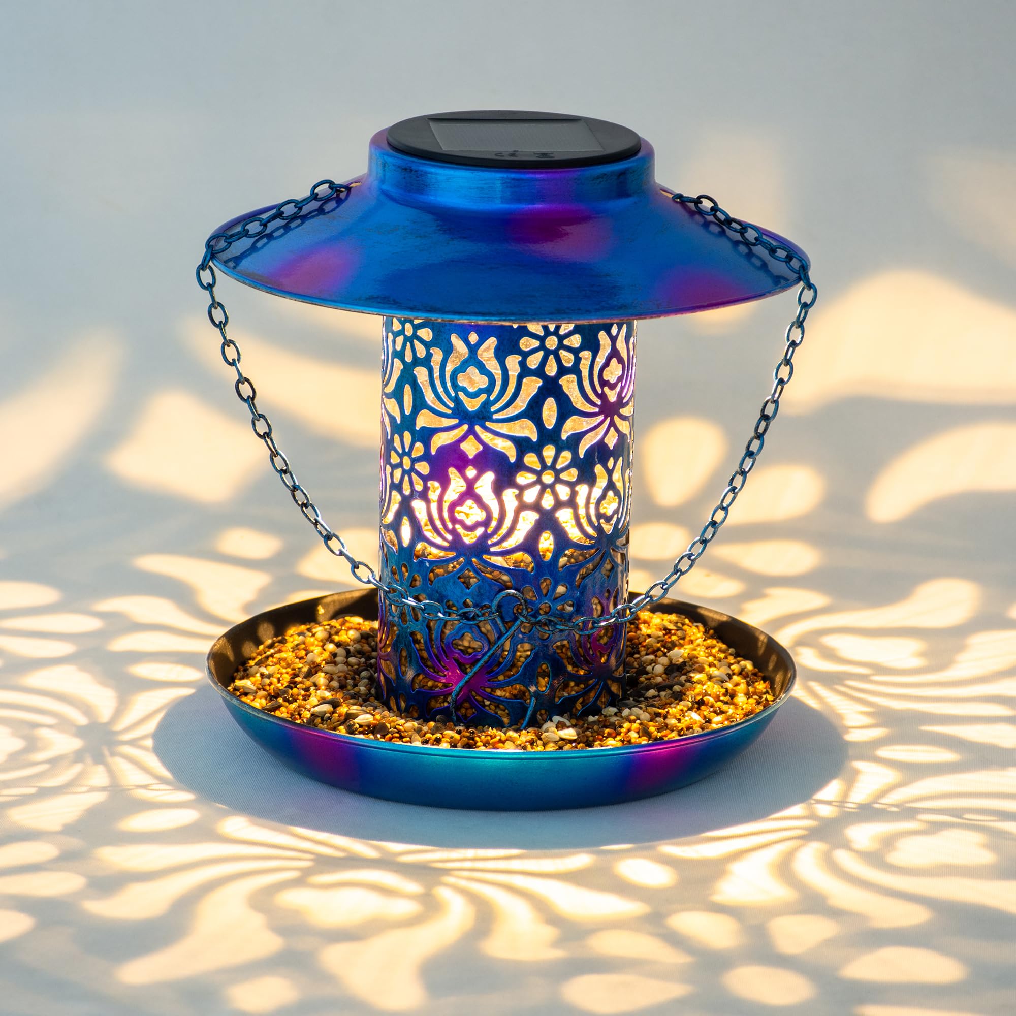Ottsuls linterna de jardín de metal azul para iluminación nocturna y decoración.