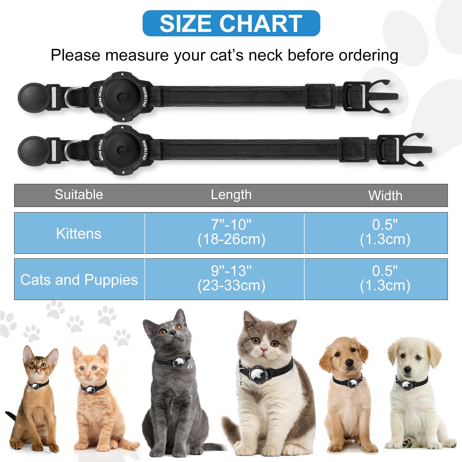 OUCWLTAG collar para gatitos y cachorros, uso diario seguro