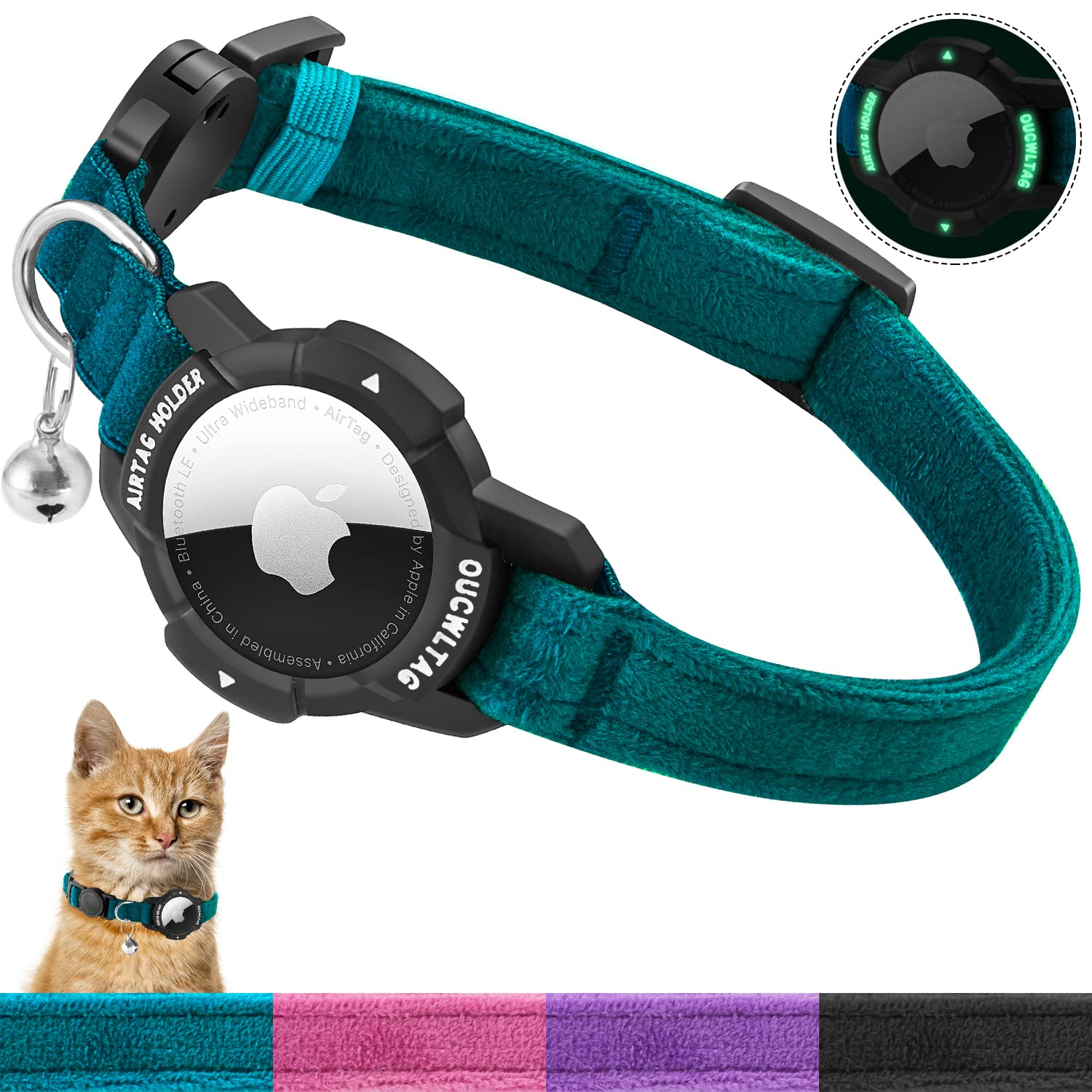OUCWLTAG collar gato integrado AirTag para rastreo seguro