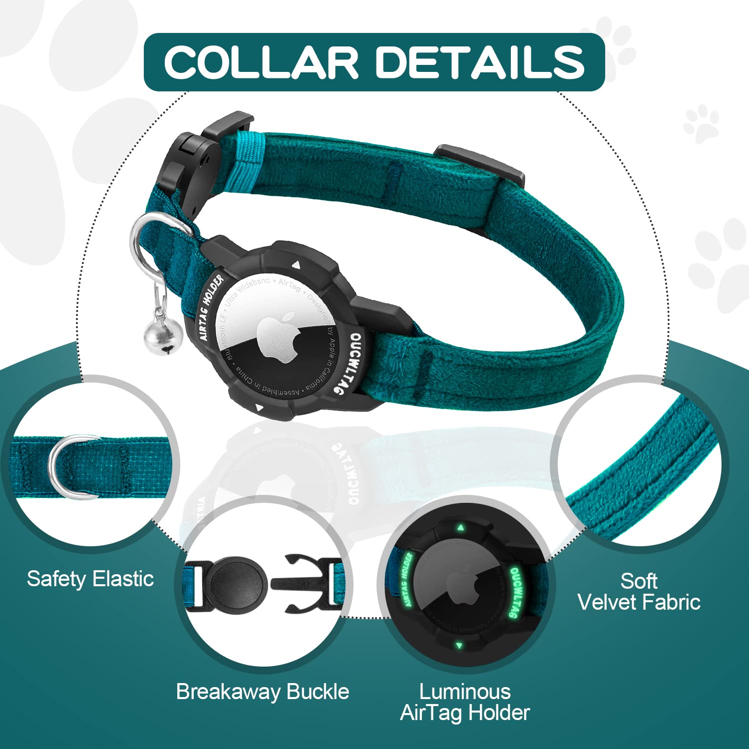 OUCWLTAG collar gato terciopelo suave para comodidad diaria