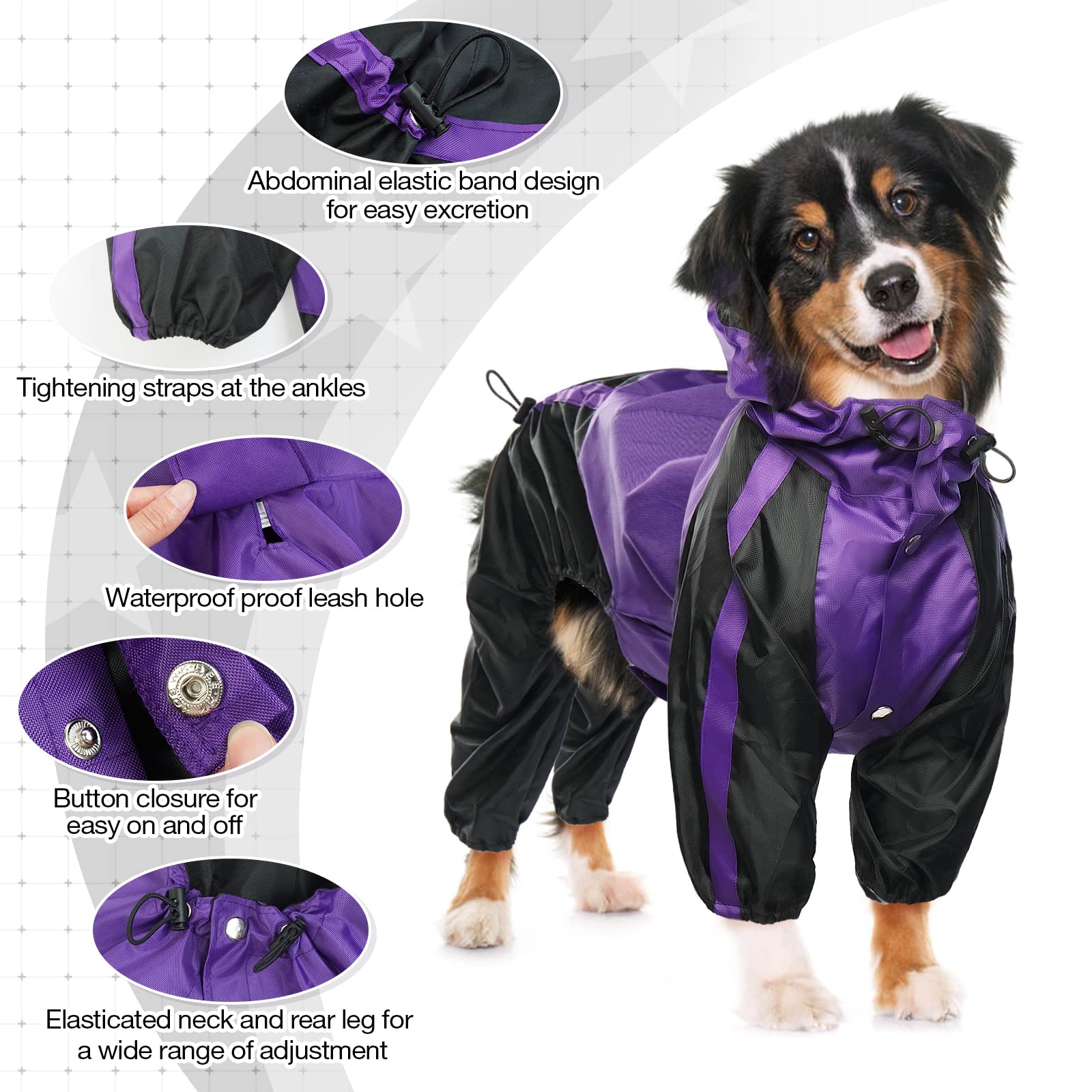 OUOBOB abrigo impermeable para perros grandes protege contra lluvia y charcos