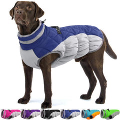 OUOBOB abrigo para perro XL, vista frontal, mantiene al perro cálido y protegido.
