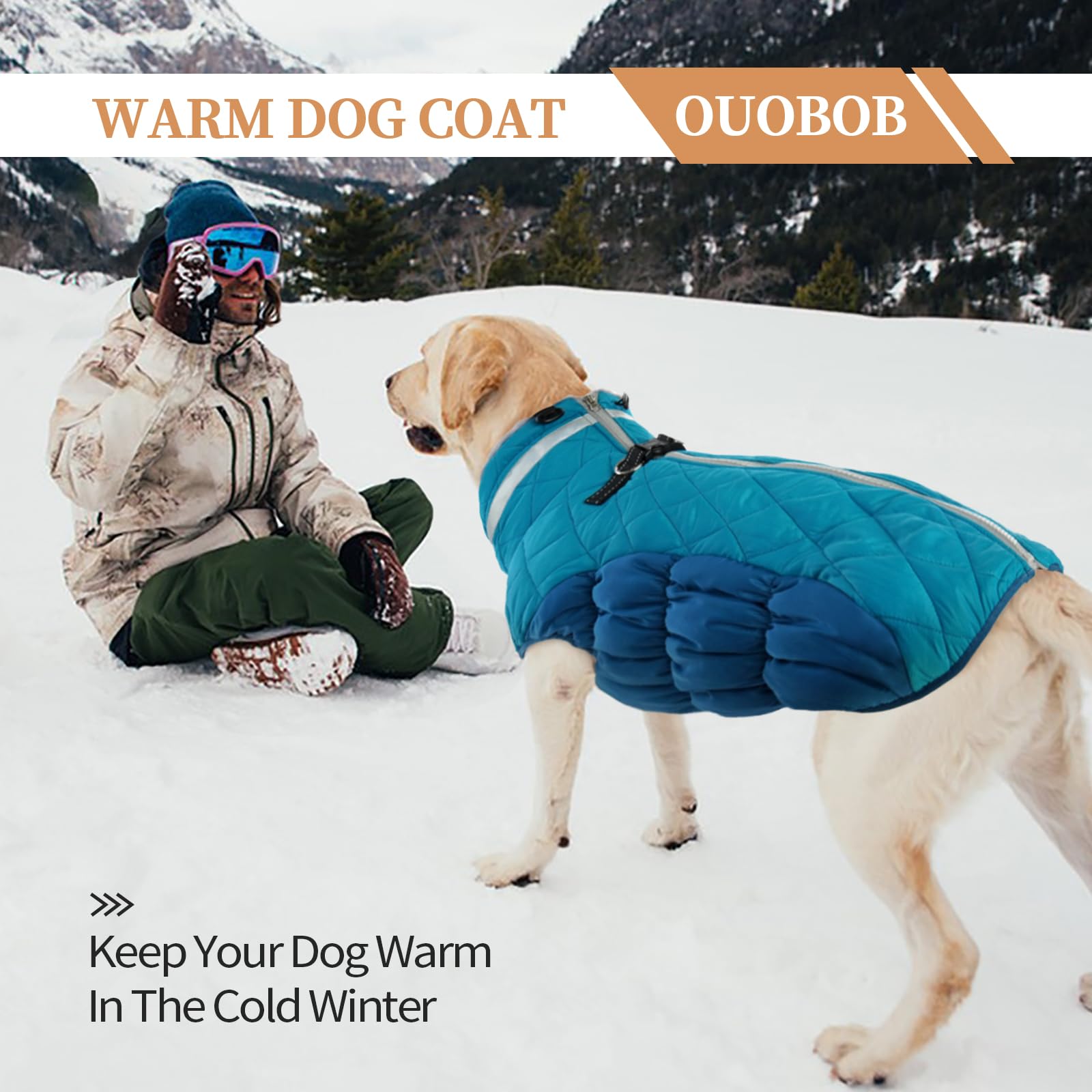 OUOBOB chaqueta con cintura elástica para ajuste cómodo en perros grandes.