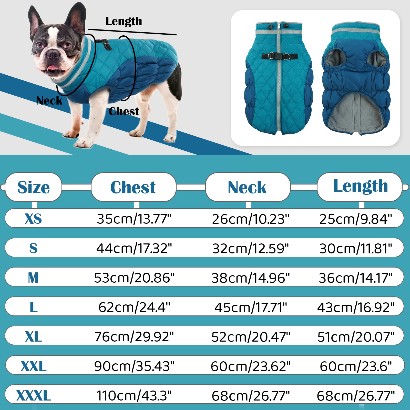 OUOBOB chaqueta con forro polar para perros grandes, cálida y confortable en invierno.