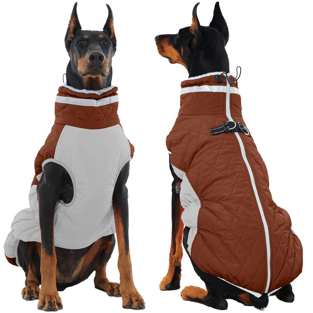 OUOBOB chaqueta para perro grande con cremallera trasera, fácil de vestir y protege contra la lluvia.