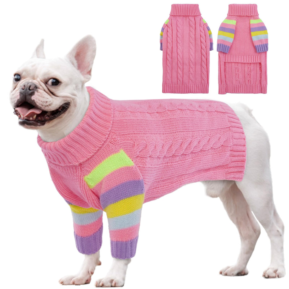 Sudadera OUOBOB para perro rosa con cuello alto, ideal para paseos fríos.