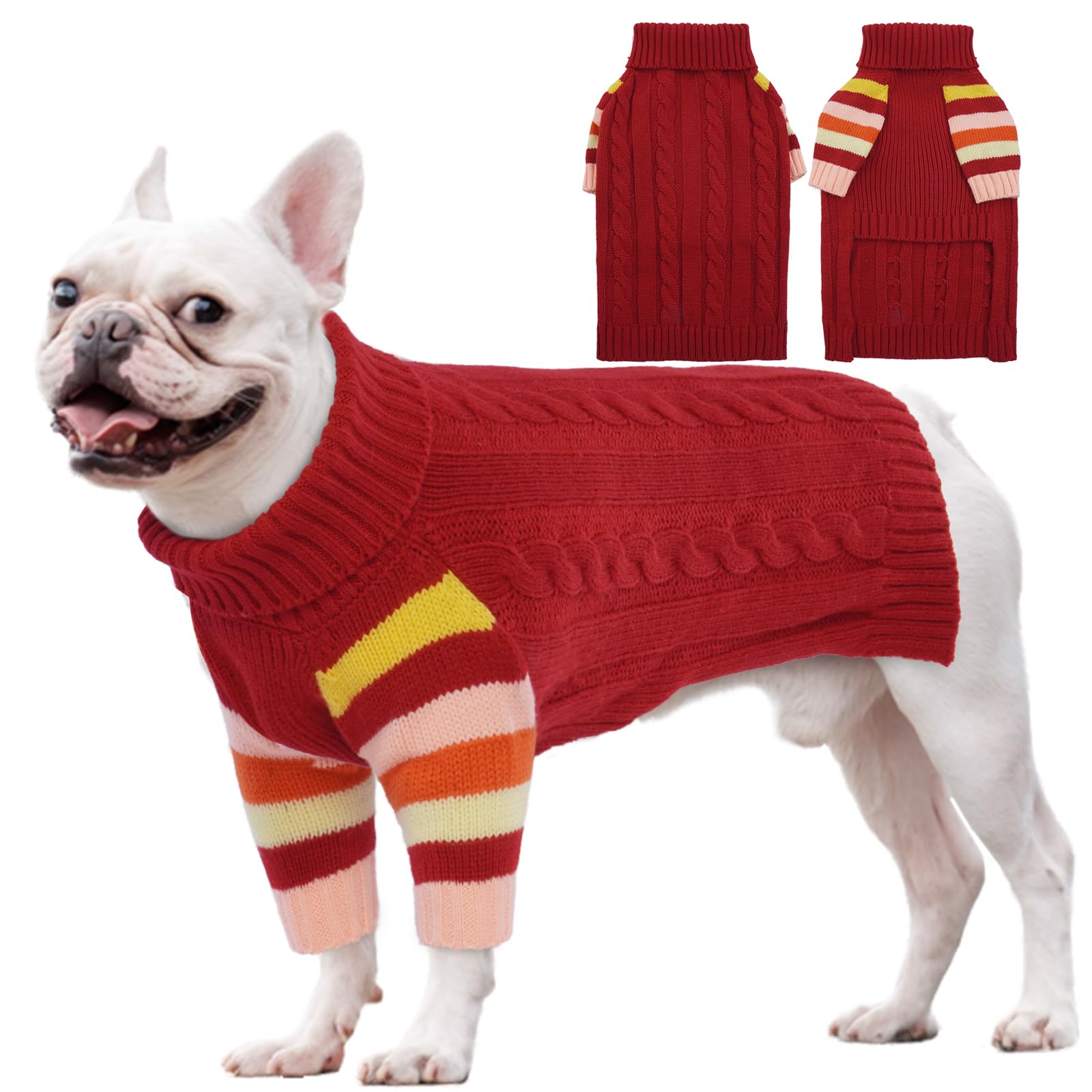 OUOBOB sudadera para perro grande en rojo, vista frontal para calor y comodidad.