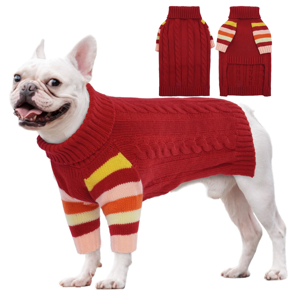 OUOBOB sudadera para perro grande en rojo, vista frontal para calor y comodidad.