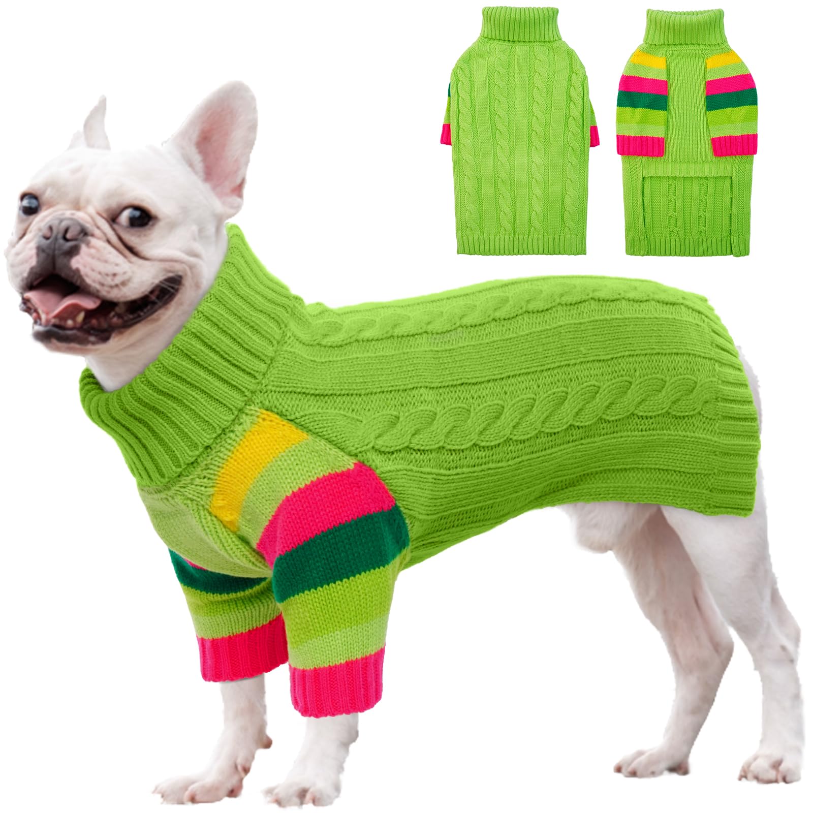 Sudadera OUOBOB para perros grandes con tejido grueso en verde para inviernos cálidos.