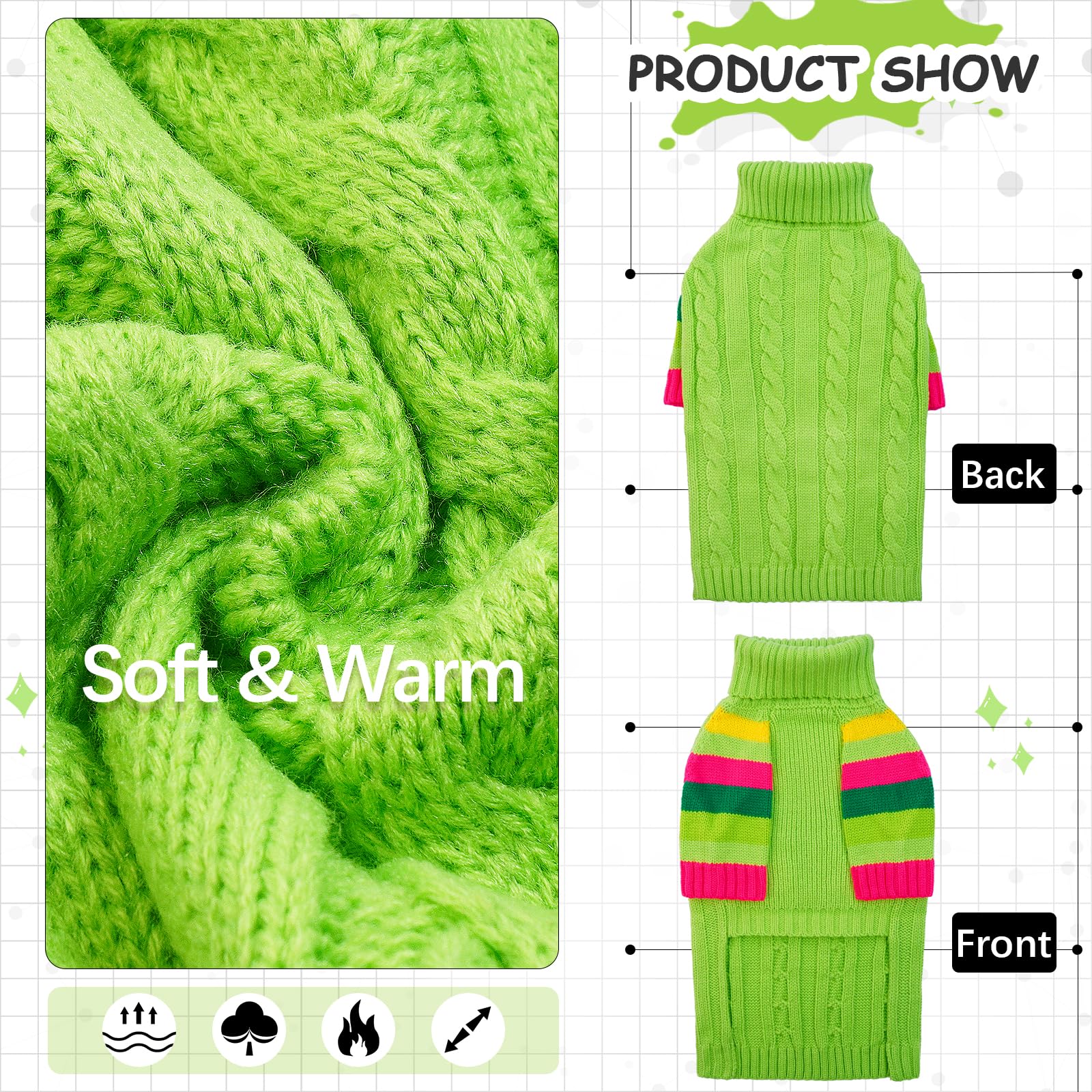 OUOBOB suéter XXL para perros con cuello alto y diseño simple.