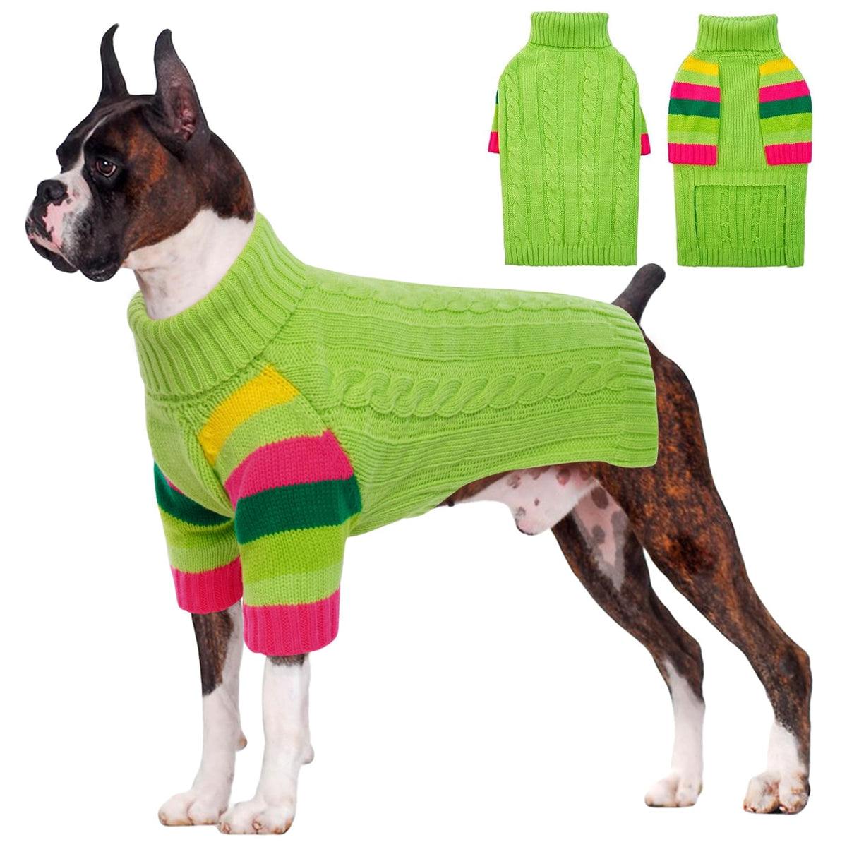OUOBOB suéter verde para perros grandes, abrigo cálido para paseos fríos