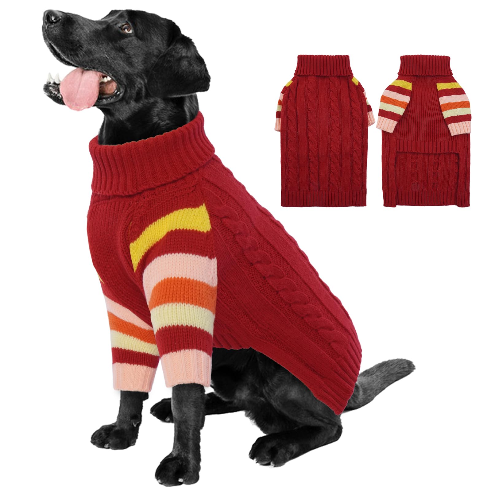 OUOBOB XL suéter para perro con cuello tortuga, abrigo suave para paseos fríos