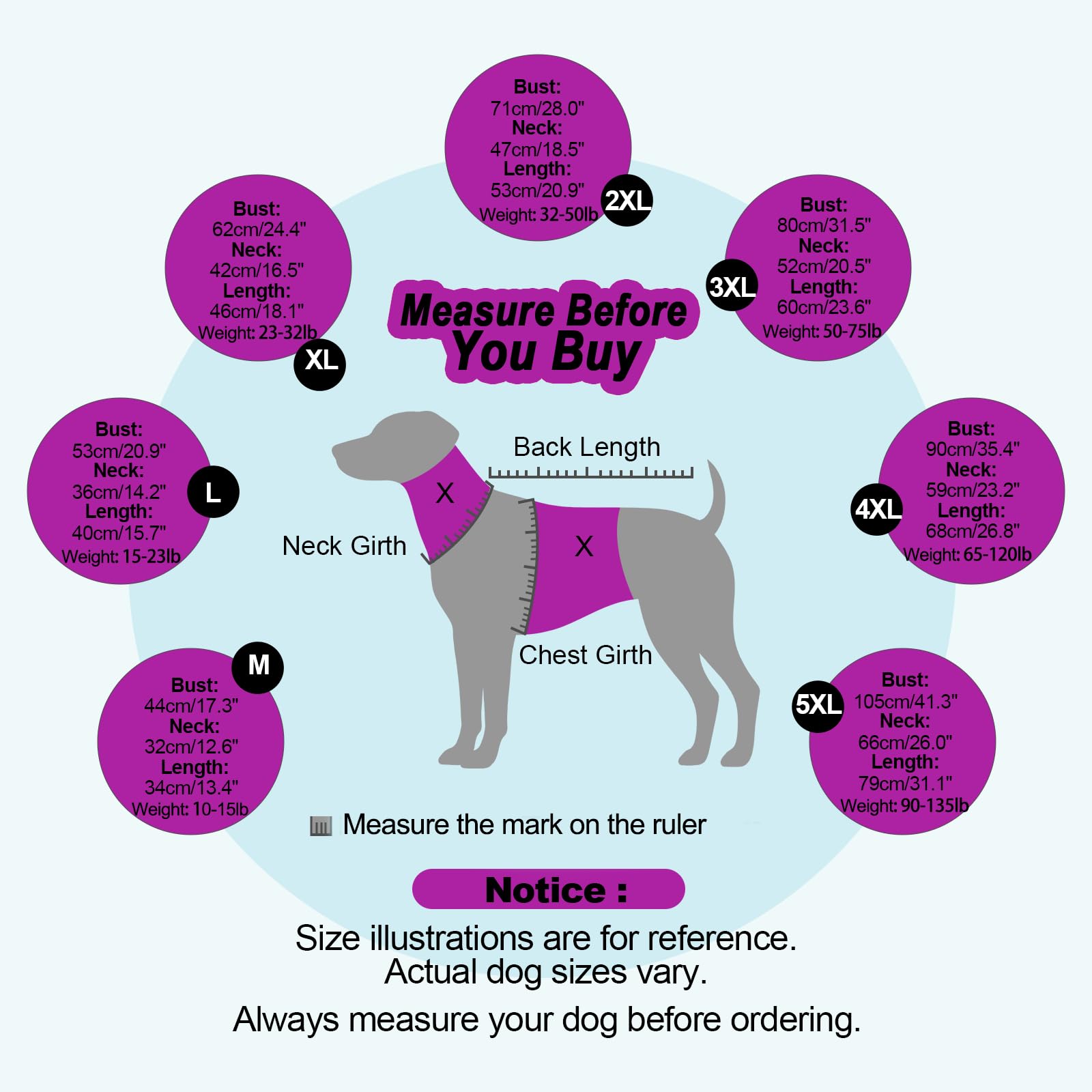 OUOBOB XL ajuste cómodo y extensible para perros grandes de distintas tallas.