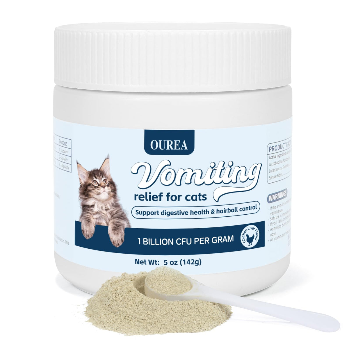 OUREA polvo-relieve-vomito-gatos, apoya digestión diaria.