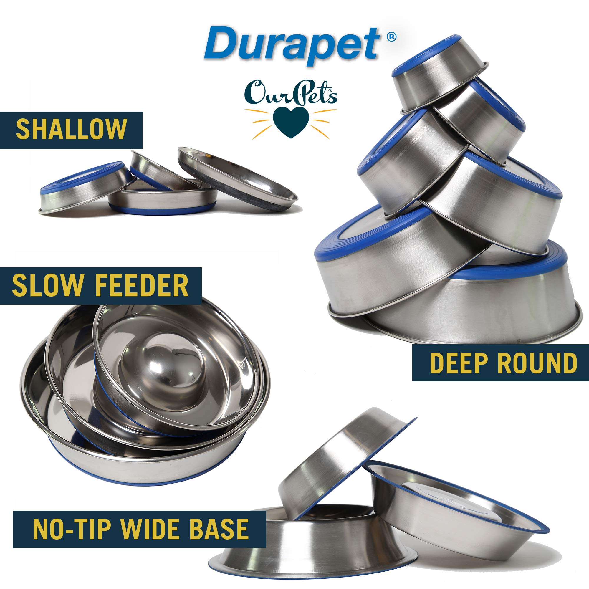 Our Pets DuraPet diseño duradero en acero inoxidable para uso prolongado.