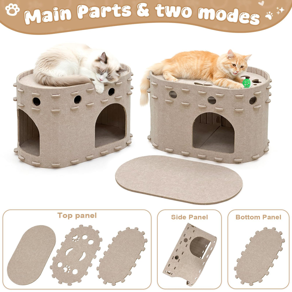 OurWarm fieltro-duradero-gato: material suave y resistente para arañar y jugar.