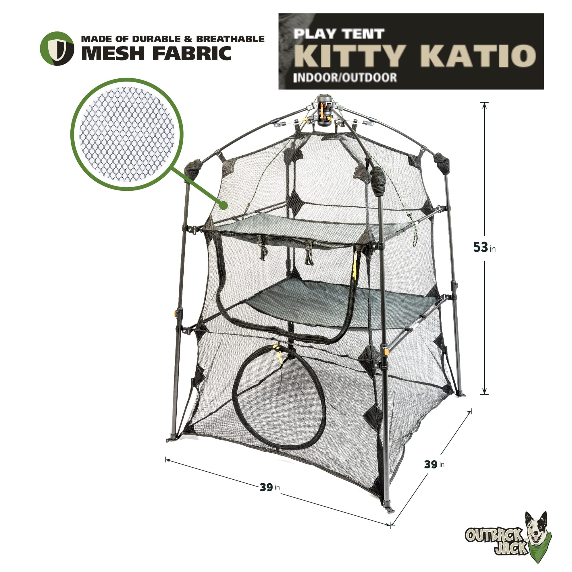 Outback Jack Catio: malla transpirable para comodidad y frescura del felino.
