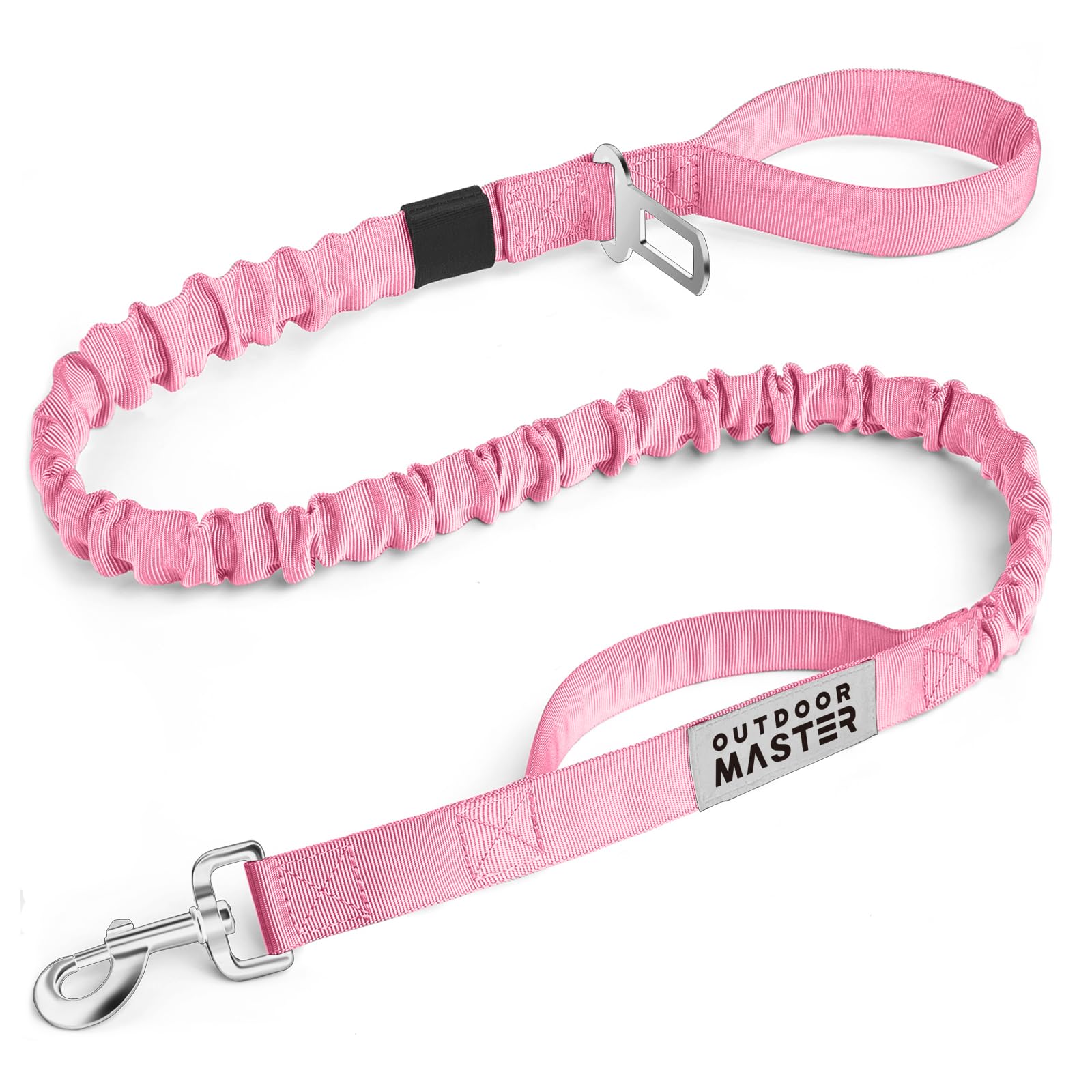 OutdoorMaster correa elastica para perro rosa 4 ft para paseos suaves y control cercano.
