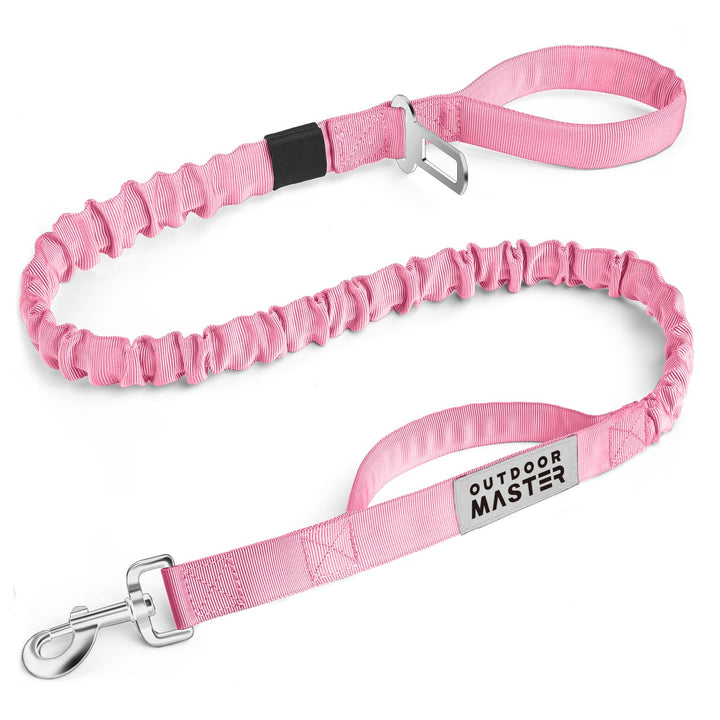 OutdoorMaster correa elastica para perro rosa 4 ft para paseos suaves y control cercano.