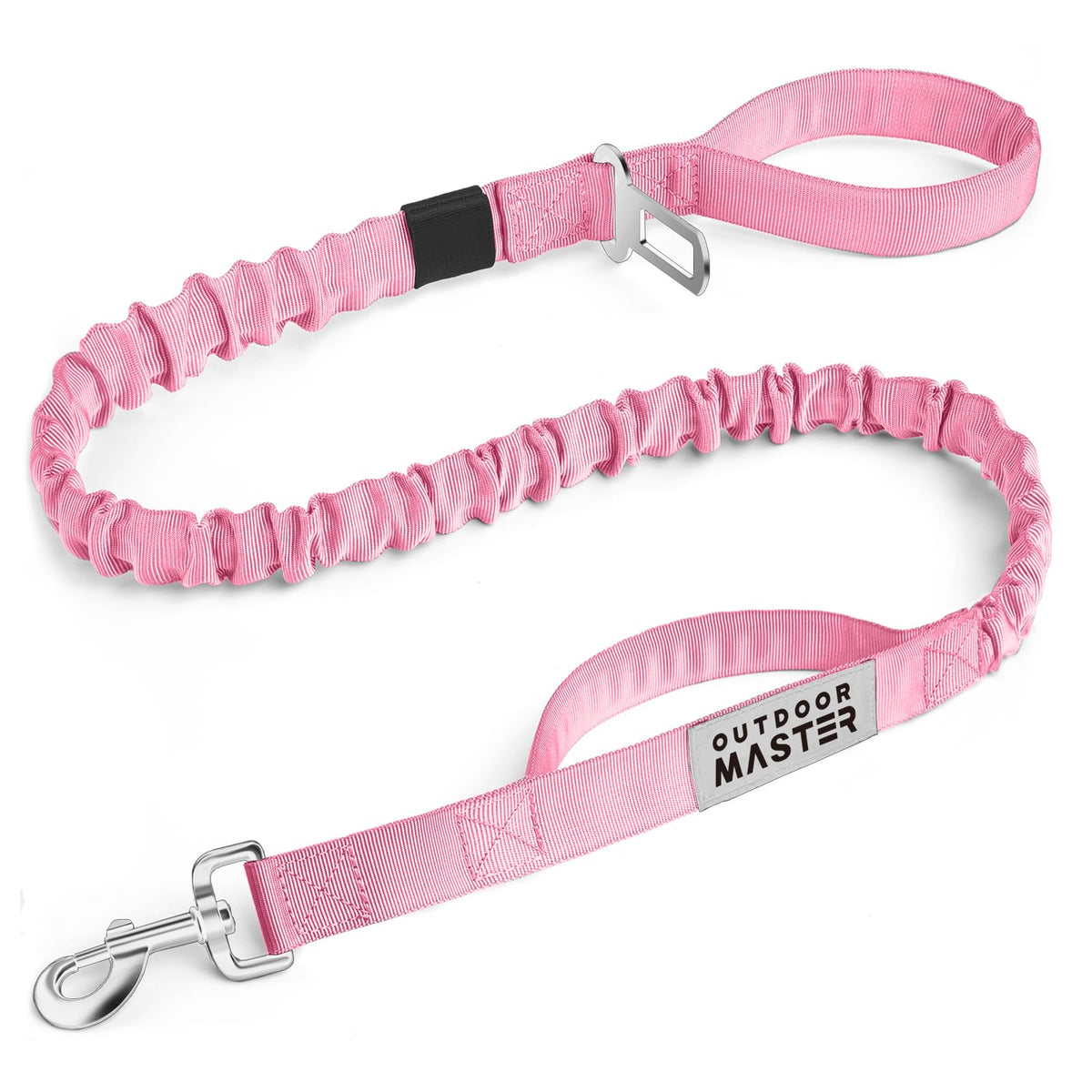 OutdoorMaster correa elastica para perro rosa 4 ft para paseos suaves y control cercano.