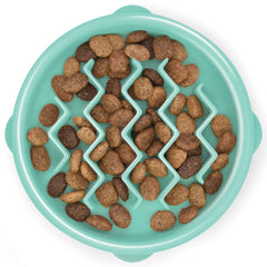 Outward Hound Fun Feeder Slo Bowl con diseño de onda mint, ayuda a comer más despacio