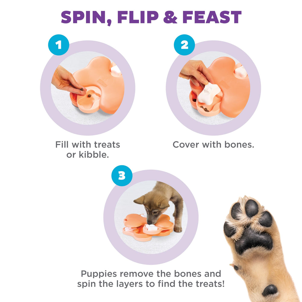 Nina Ottosson Puppy Tornado, tapas de hueso para ajustar dificultad y reto mental