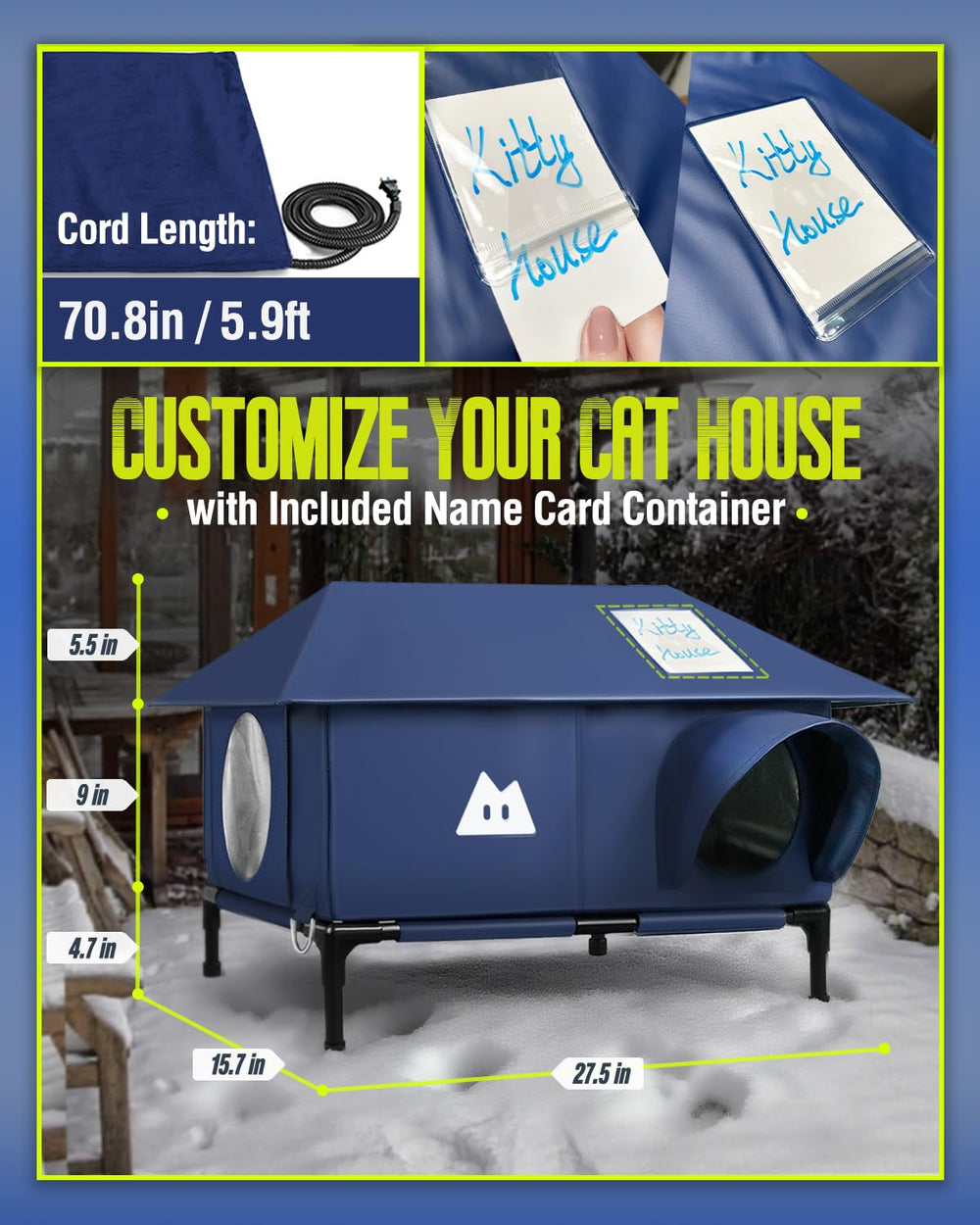 OVDIMK casa para gatos, techo abatible, facilita la limpieza