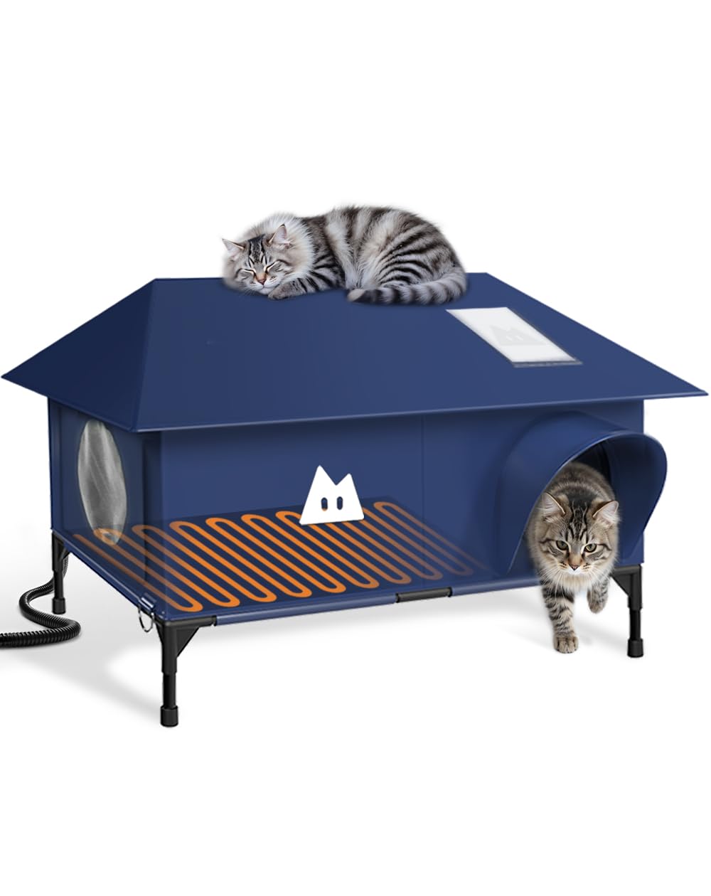OVDIMK casa para gatos, techo a dos aguas, mantiene seco y cómodo