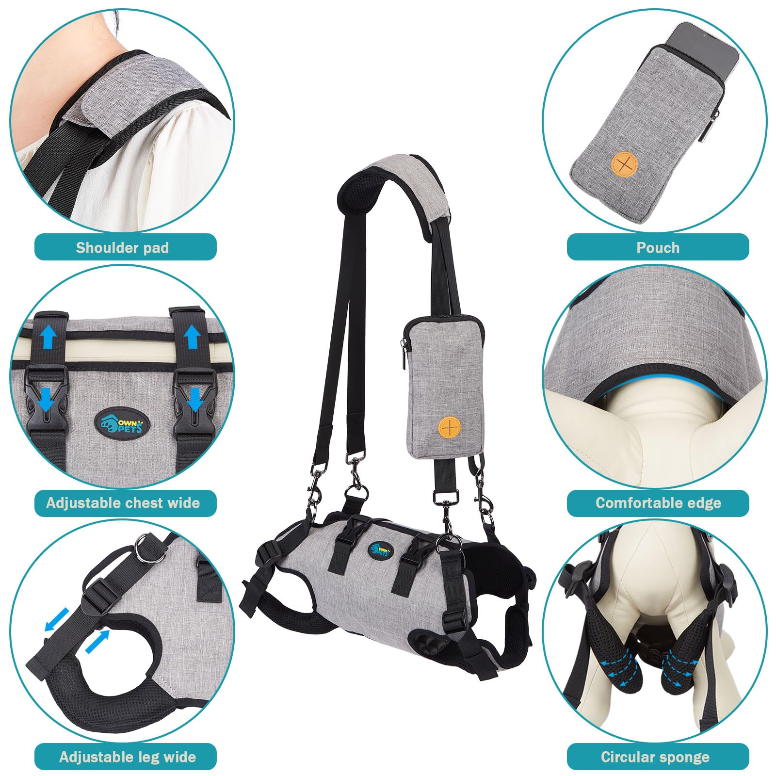 Ownpets almohadilla circular para piernas, reduce rozaduras durante el uso