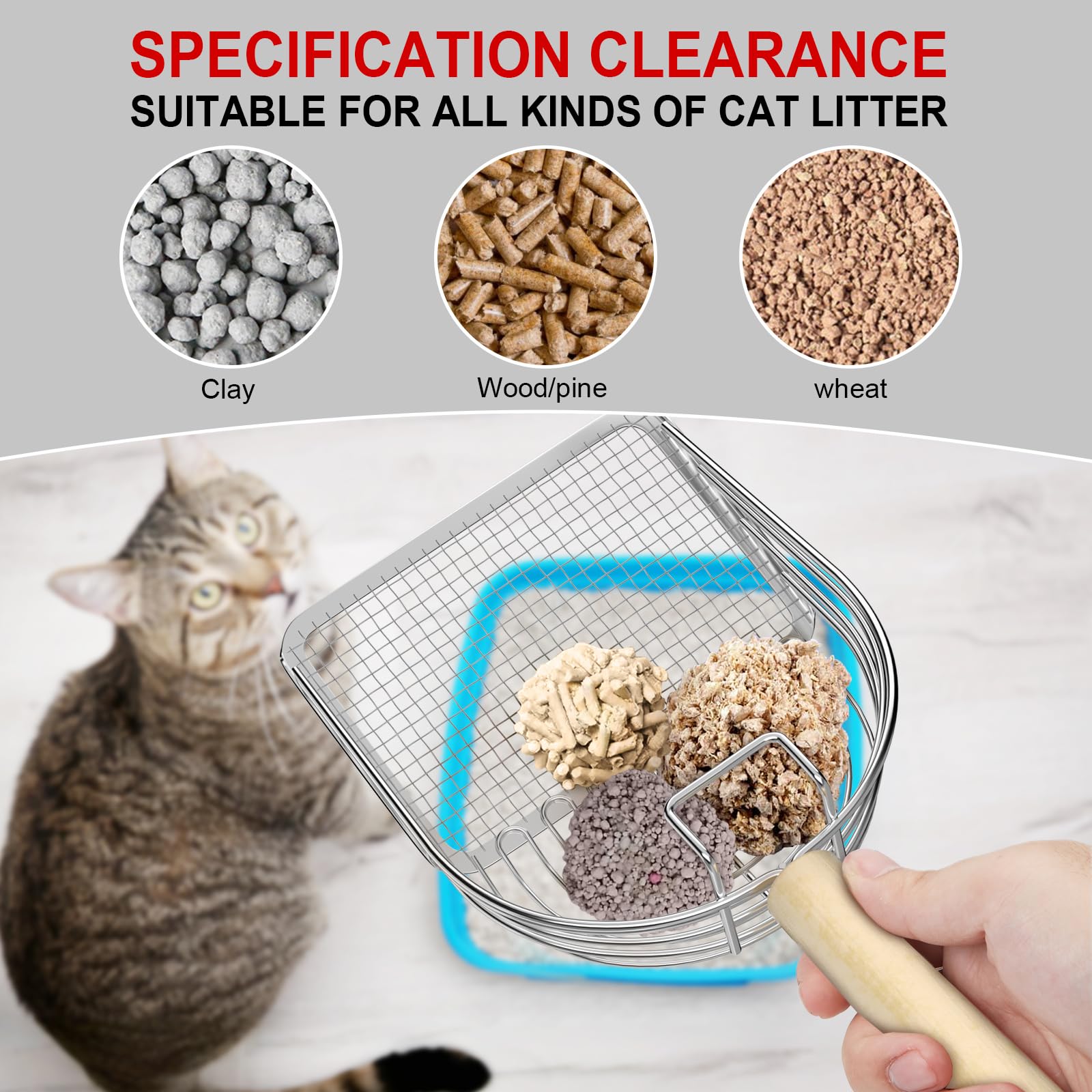 Ownpets pala-arena-gato-ergonomia-mango: mango de eucalipto para un agarre cómodo durante la limpieza.
