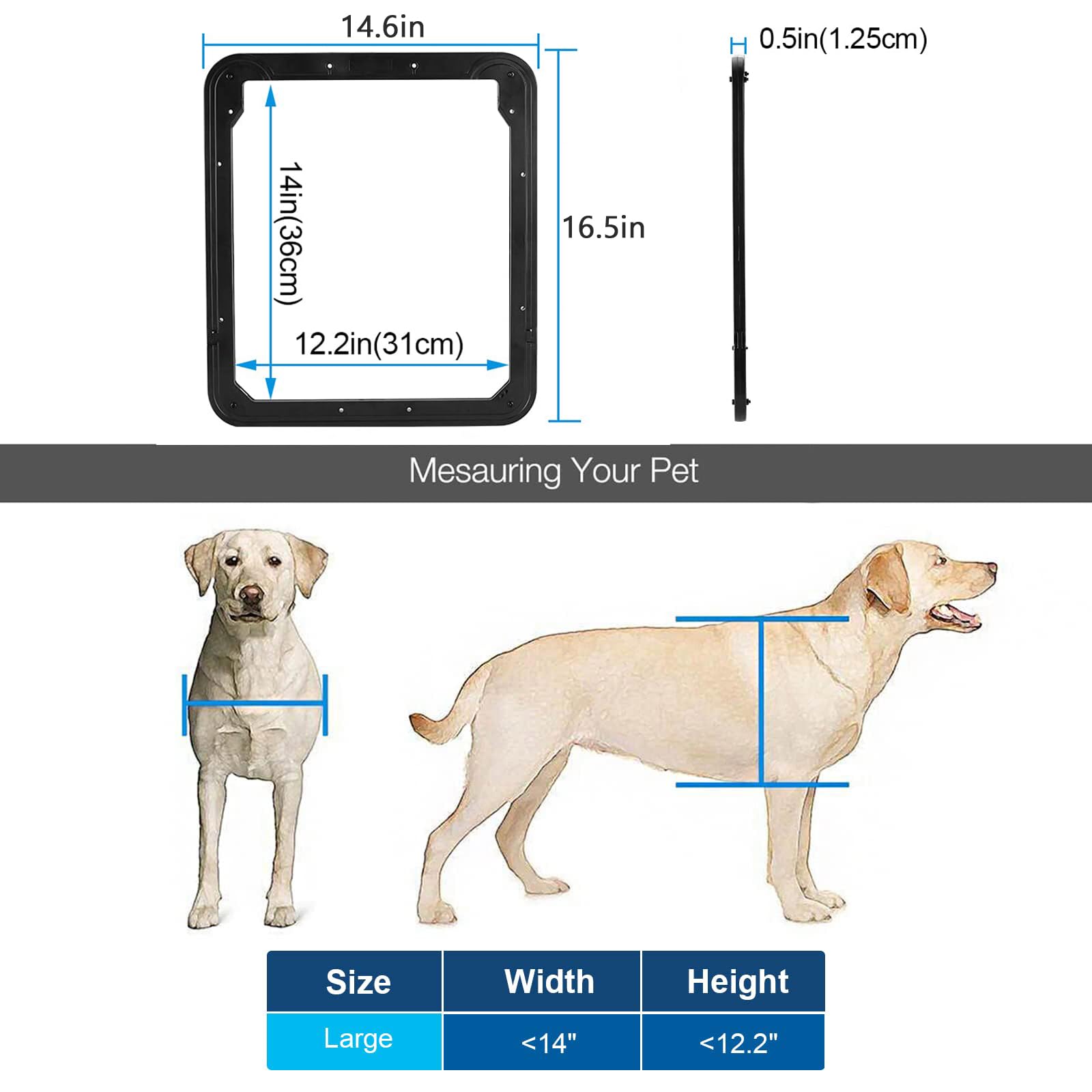 Ownpets puerta pantalla interior 12x14, compatible con perros y gatos de varios tamaños.