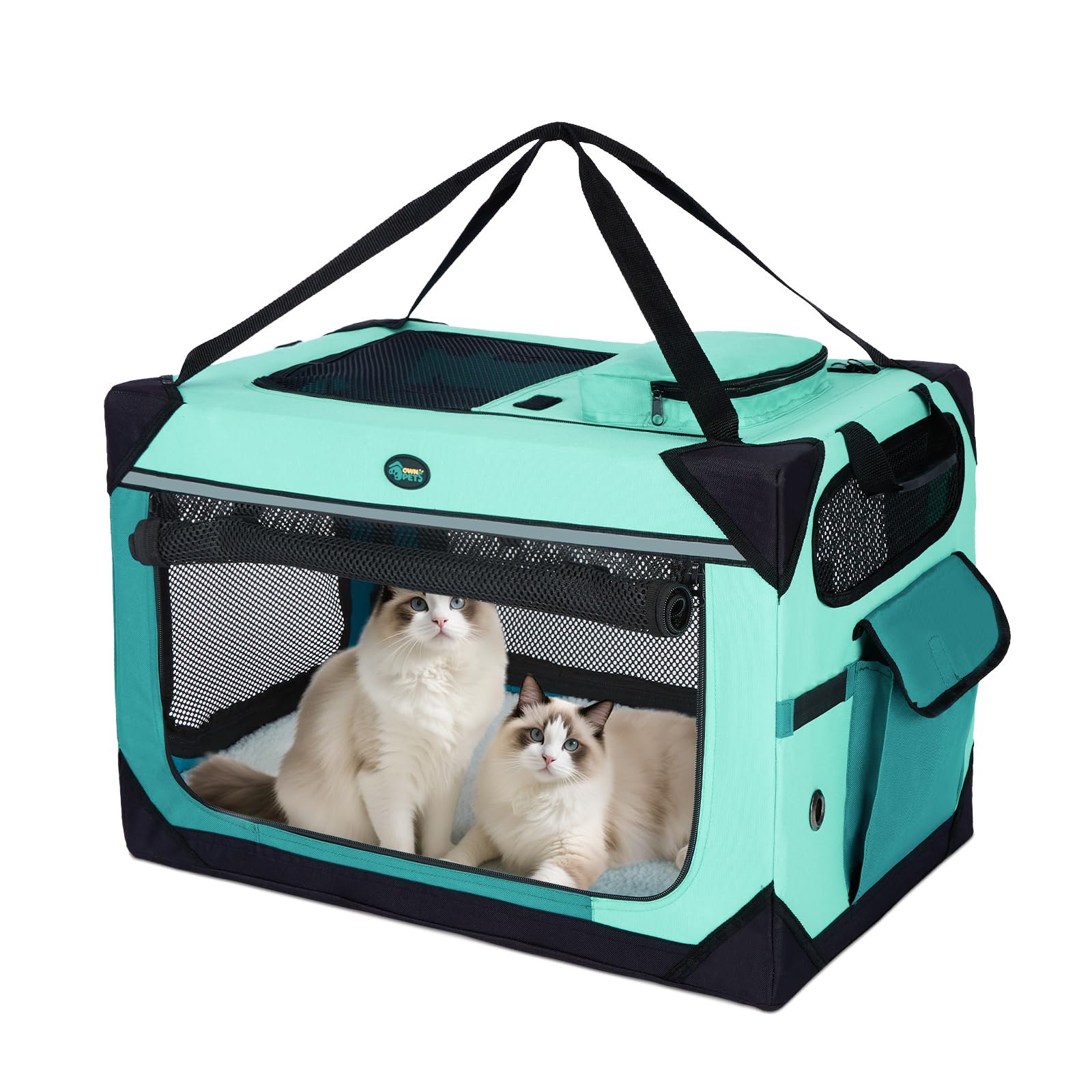 Ownpets transportín para dos gatos con espacio amplio para viajar.